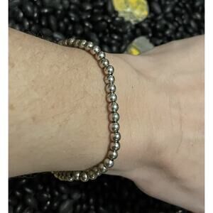 Vintage Tagged Italy Sterling Silver Pearl Stretch Bracelet 6-7”